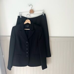 Vintage Kasper 12 Petite Black Polka Dot Blazer and Skirt Matching Set